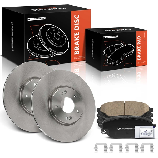 2007-2012 Hyundai Veracruz Disc Brake Rotors and Ceramic Pads Kit, 6 Pcs, Front Driver & Passenger, A-Premium, APBRPR1414