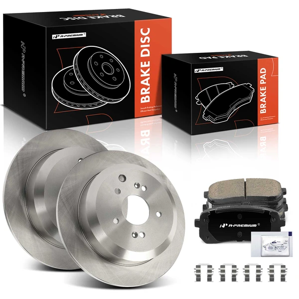 Disc Brake Rotors and Ceramic Pads Kit, 6 Pcs, Rear Driver & Passenger, A-Premium, APBRPR1415