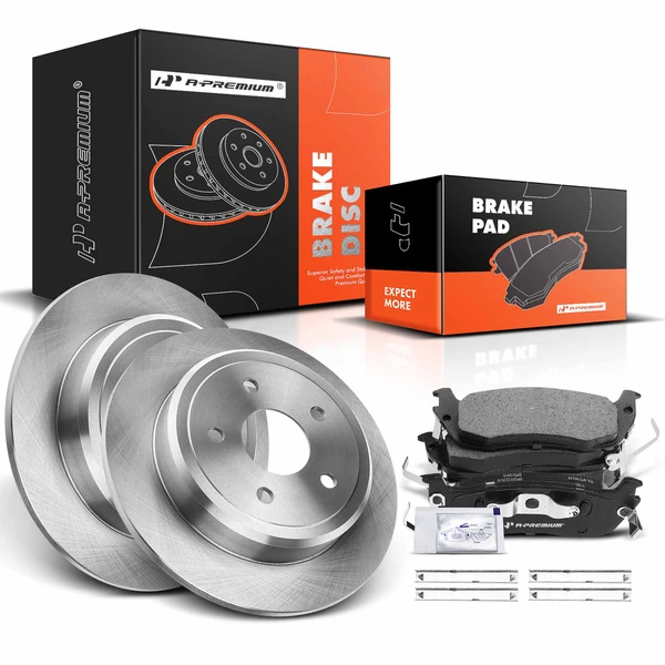 2006-2010 Jeep Commander Disc Brake Rotors and Ceramic Pads Kit, 6 Pcs, Rear Driver & Passenger, A-Premium, APBRPR321