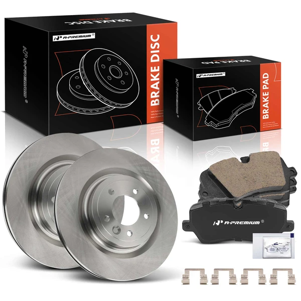 Disc Brake Rotors and Ceramic Pads Kit, 6 Pcs, Rear Driver & Passenger, A-Premium, APBRPR1416