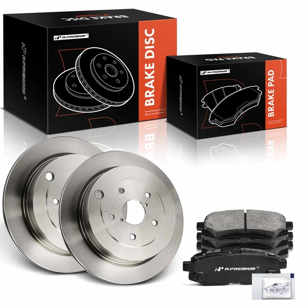 2008-2014 Subaru Tribeca Disc Brake Rotors and Ceramic Pads Kit, 6 Pcs, Rear Driver & Passenger, A-Premium, APBRPR1417