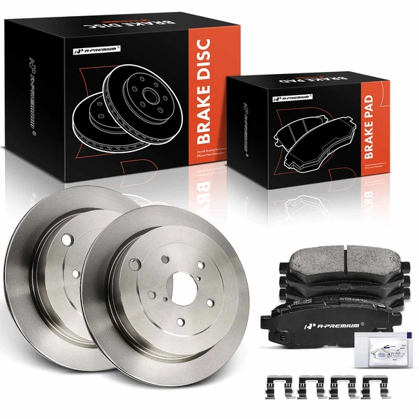 Disc Brake Rotors and Ceramic Pads Kit, 6 Pcs, Rear Driver & Passenger, A-Premium, APBRPR1417