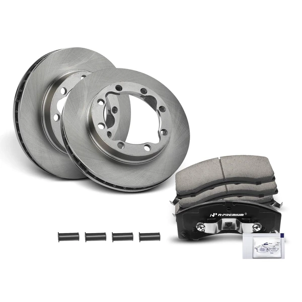 1994-1999 Dodge Ram 2500 Disc Brake Rotors and Ceramic Pads Kit, 6 Pcs, Front Driver & Passenger, A-Premium, APBRPR1292