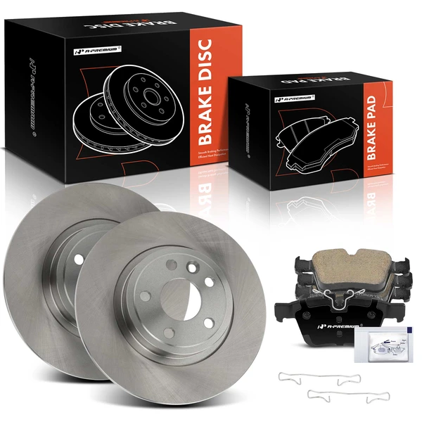 2018-2020 Jaguar E-Pace Disc Brake Rotors and Ceramic Pads Kit, 6 Pcs, Rear Driver & Passenger, A-Premium, APBRPR1419