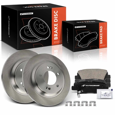 6 Pcs Rear Disc Rotors & Ceramic Brake Pads