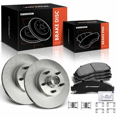 6 Pcs Front Disc Brake Rotors & Ceramic Brake Pads