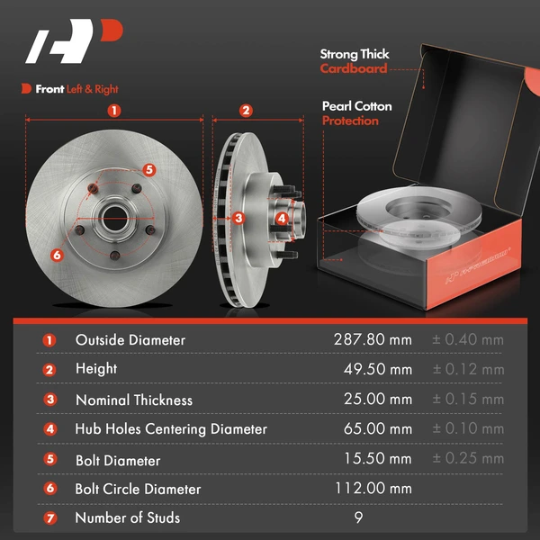 Disc Brake Rotors and Ceramic Pads Kit, 6 Pcs, Front Driver & Passenger, A-Premium, APBRPR492