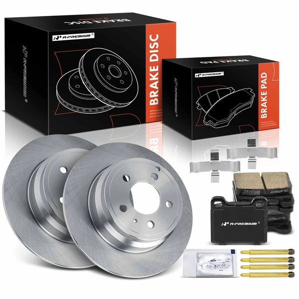 2000 Volvo V70 Disc Brake Rotors and Ceramic Pads Kit, 6 Pcs, Rear Driver & Passenger, A-Premium, APBRPR1401
