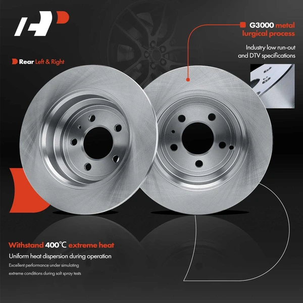 Disc Brake Rotors and Ceramic Pads Kit, 6 Pcs, Rear Driver & Passenger, A-Premium, APBRPR1401