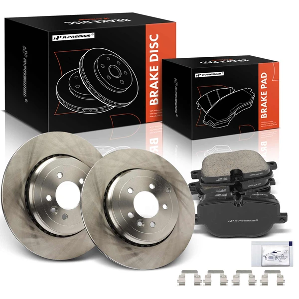 Disc Brake Rotors and Ceramic Pads Kit, 6 Pcs, Rear Driver & Passenger, A-Premium, APBRPR1404