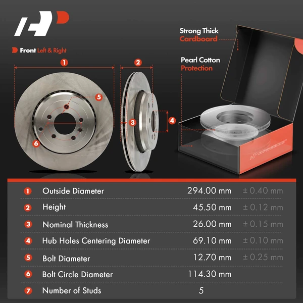 Disc Brake Rotors and Ceramic Pads Kit, 6 Pcs, Rear Driver & Passenger, A-Premium, APBRPR1404