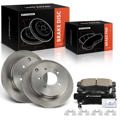 6 Pcs Rear Disc Brake Rotors & Ceramic Brake Pads