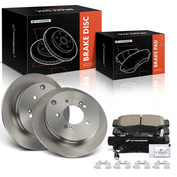 2006-2009 Hyundai Azera Disc Brake Rotors and Ceramic Pads Kit, 6 Pcs, Rear Driver & Passenger, A-Premium, APBRPR1406