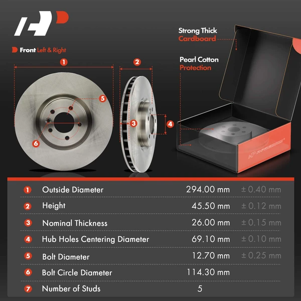 Disc Brake Rotors and Ceramic Pads Kit, 6 Pcs, Front Driver & Passenger, A-Premium, APBRPR1407
