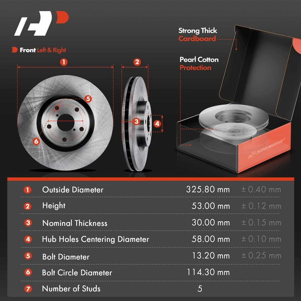 Disc Brake Rotors and Ceramic Pads Kit, 6 Pcs, Front Driver & Passenger, A-Premium, APBRPR1408