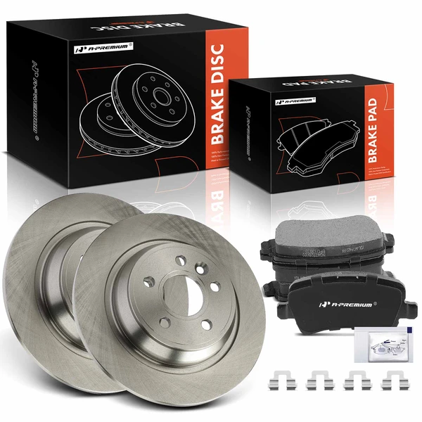 Disc Brake Rotors and Ceramic Pads Kit, 6 Pcs, Rear Driver & Passenger, A-Premium, APBRPR1410