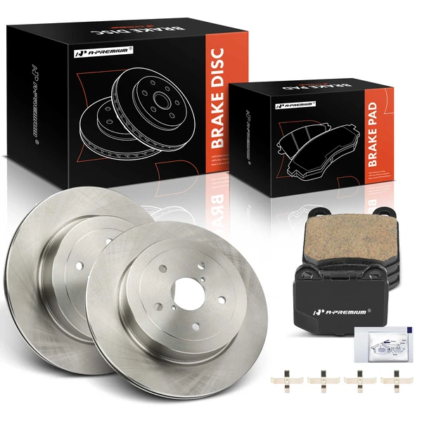 Disc Brake Rotors and Ceramic Pads Kit, 6 Pcs, Rear Driver & Passenger, A-Premium, APBRPR1412