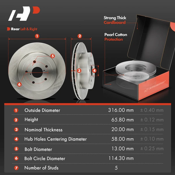 Disc Brake Rotors and Ceramic Pads Kit, 6 Pcs, Rear Driver & Passenger, A-Premium, APBRPR1412