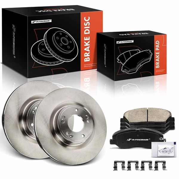2009-2011 Hyundai Genesis Disc Brake Rotors and Ceramic Pads Kit, 6 Pcs, Front Driver & Passenger, A-Premium, APBRPR1428