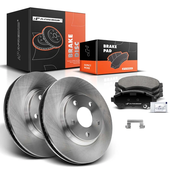 1997-2004 Buick Park Avenue Disc Brake Rotors and Ceramic Pads Kit, 6 Pcs, Front Driver & Passenger, A-Premium, APBRPR385