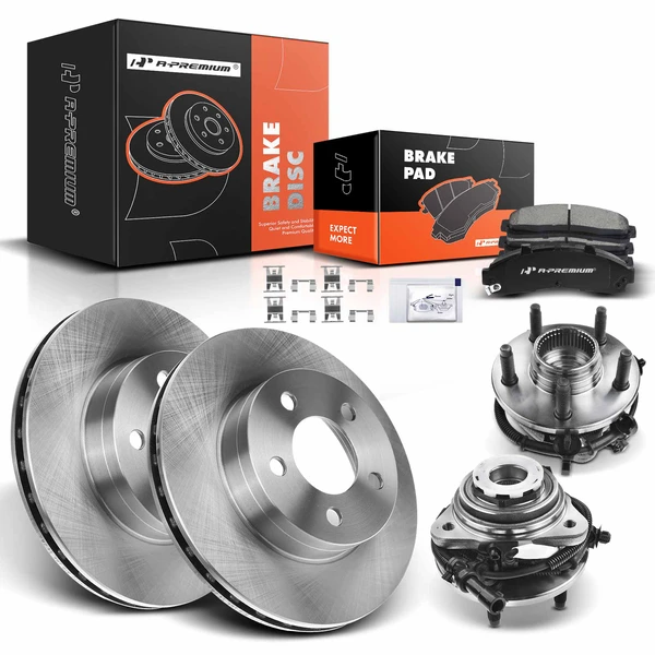 Disc Brake Rotors and Ceramic Pads Kit with Calipers, 8 Pcs, Front Driver & Passenger, A-Premium, APBRPR600
