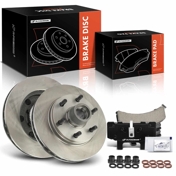 1996-1998 GMC C2500 Disc Brake Rotors and Ceramic Pads Kit, 6 Pcs, Front Driver & Passenger, A-Premium, APBRPR1429