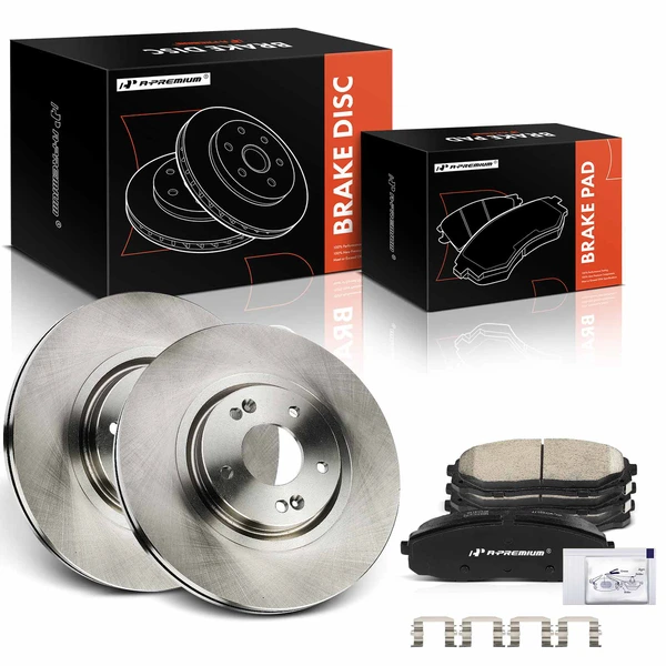 2015-2020 Kia Sedona Disc Brake Rotors and Ceramic Pads Kit, 6 Pcs, Front Driver & Passenger, A-Premium, APBRPR1430