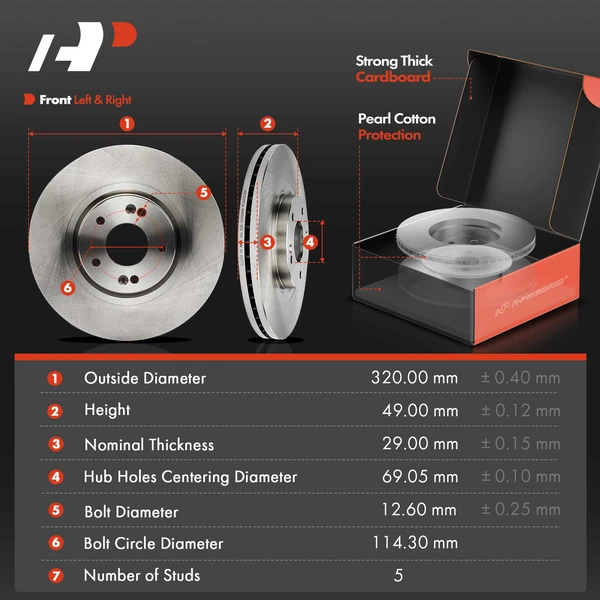 Disc Brake Rotors and Ceramic Pads Kit, 6 Pcs, Front Driver & Passenger, A-Premium, APBRPR1430