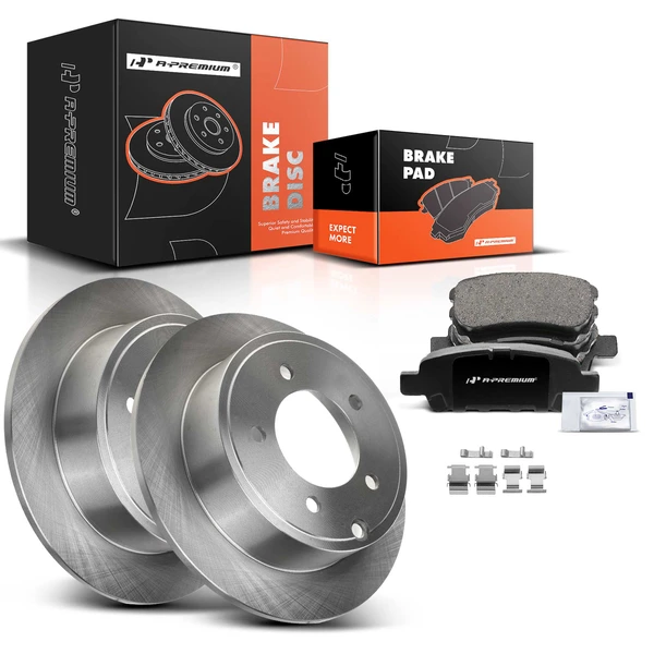 2007-2010 Chrysler Sebring Disc Brake Rotors and Ceramic Pads Kit, 6 Pcs, Rear Driver & Passenger, A-Premium, APBRPR141