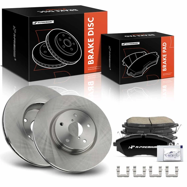 2015-2021 Subaru WRX Disc Brake Rotors and Ceramic Pads Kit, 6 Pcs, Front Driver & Passenger, A-Premium, APBRPR1431