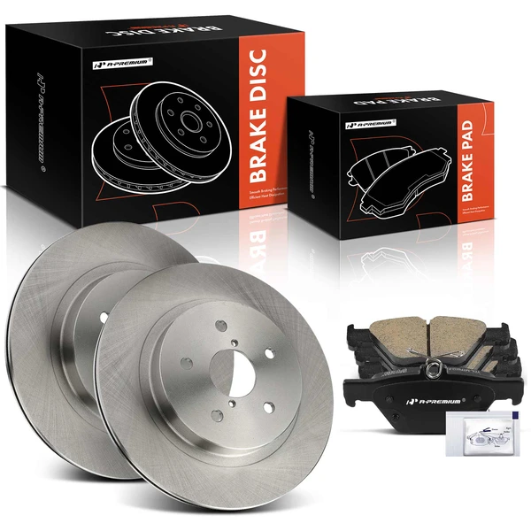 2015-2022 Subaru Legacy Disc Brake Rotors and Ceramic Pads Kit, 6 Pcs, Rear Driver & Passenger, A-Premium, APBRPR1432