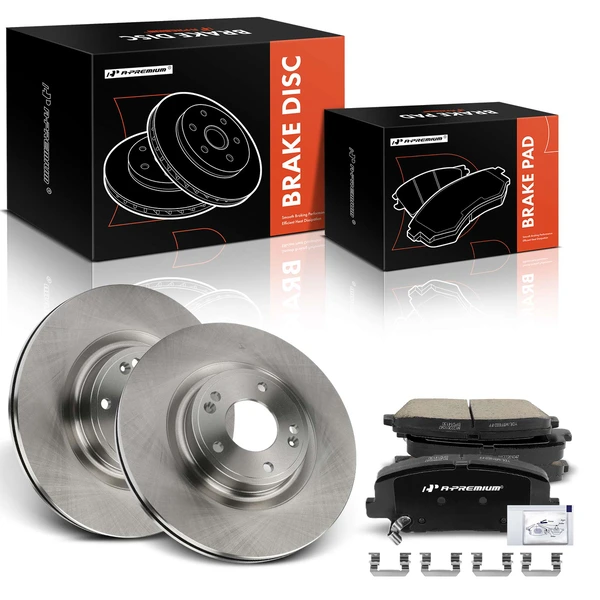 2010-2016 Hyundai Genesis Coupe Disc Brake Rotors and Ceramic Pads Kit, 6 Pcs, Front Driver & Passenger, A-Premium, APBRPR1434
