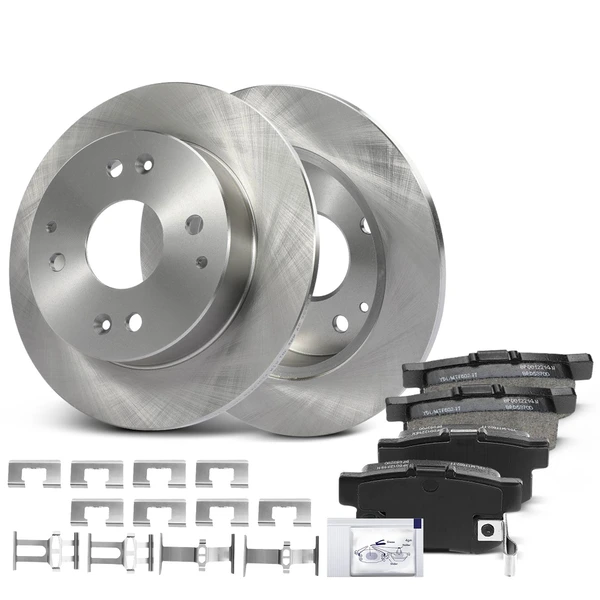 Disc Brake Rotors and Ceramic Pads Kit, 6 Pcs, Rear Driver & Passenger, A-Premium, APBRPR832