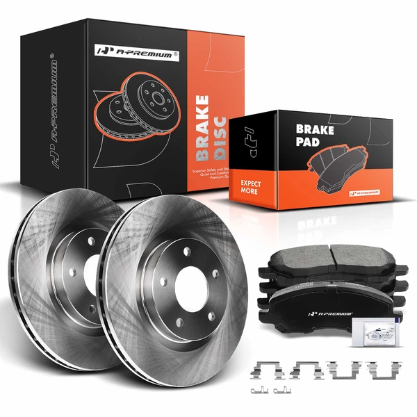 2008-2014 Dodge Avenger Disc Brake Rotors and Ceramic Pads Kit, 6 Pcs, Front Driver & Passenger, A-Premium, APBRPR387