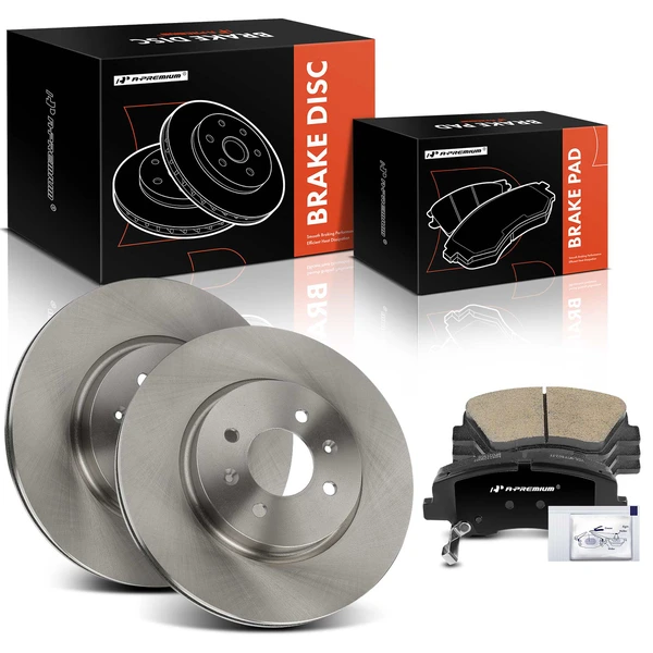 2017-2018 2021-2022 Kia Rio Disc Brake Rotors and Ceramic Pads Kit, 6 Pcs, Front Driver & Passenger, A-Premium, APBRPR1422