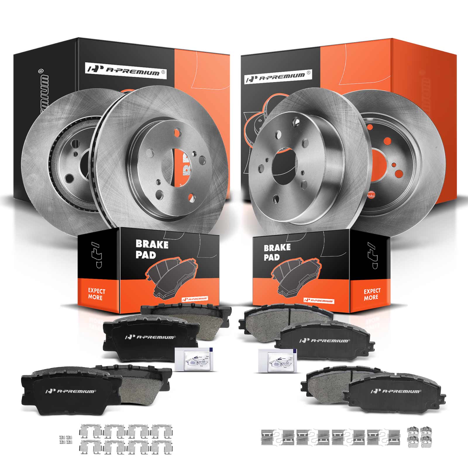 2010-2012 Lexus HS250h Disc Brake Rotors and Ceramic Pads Kit, 12 Pcs, Front & Rear, A-Premium, APBRPR139