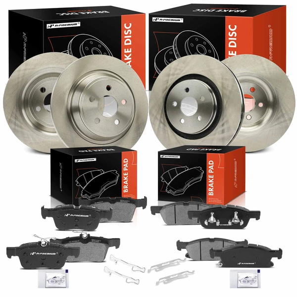 2019-2023 Lincoln Nautilus Disc Brake Rotors and Ceramic Pads Kit, 12 Pcs, Front & Rear, A-Premium, APBRPR1423