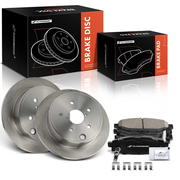 2015-2021 Subaru WRX Disc Brake Rotors and Ceramic Pads Kit, 6 Pcs, Rear Driver & Passenger, A-Premium, APBRPR1424
