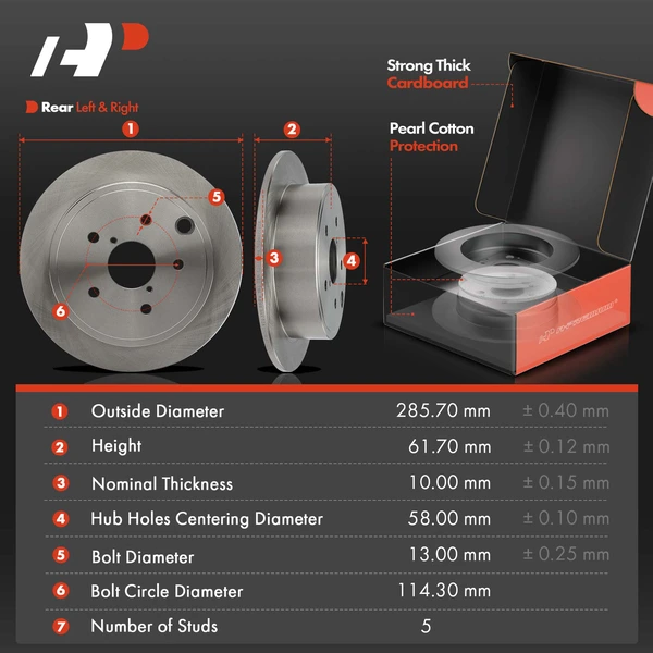 Disc Brake Rotors and Ceramic Pads Kit, 6 Pcs, Rear Driver & Passenger, A-Premium, APBRPR1424