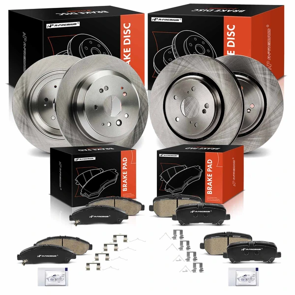 2014-2016 Acura MDX Disc Brake Rotors and Ceramic Pads Kit, 12 Pcs, Front & Rear, A-Premium, APBRPR1425