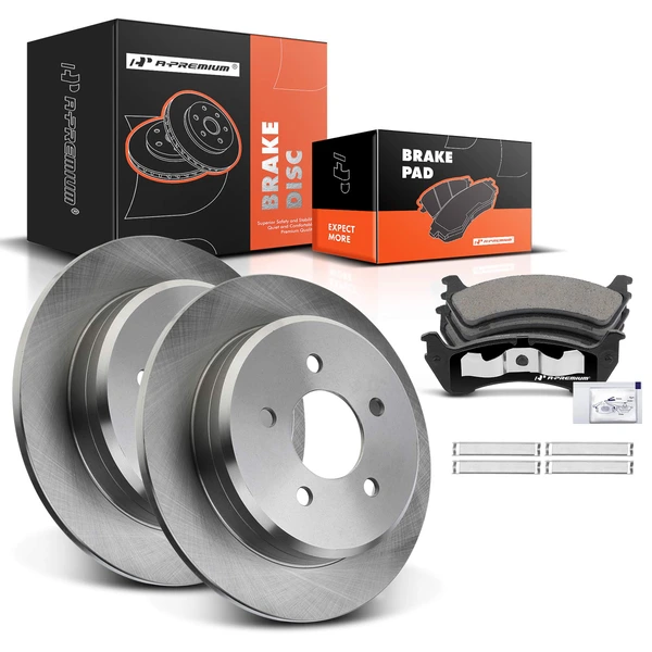 2001-2002 Ford Explorer Sport Disc Brake Rotors and Ceramic Pads Kit, 6 Pcs, Rear Driver & Passenger, A-Premium, APBRPR012