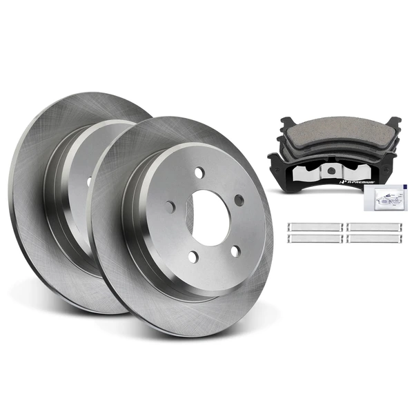 Disc Brake Rotors and Ceramic Pads Kit, 6 Pcs, Rear Driver & Passenger, A-Premium, APBRPR012