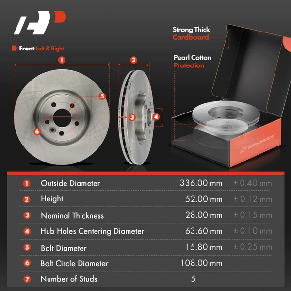 Disc Brake Rotors and Ceramic Pads Kit, 6 Pcs, Front Driver & Passenger, A-Premium, APBRPR1446