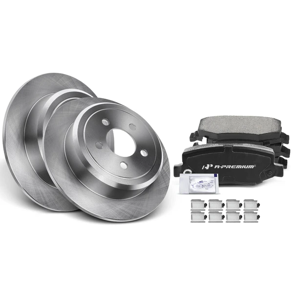 Disc Brake Rotors and Ceramic Pads Kit, 6 Pcs, Rear Driver & Passenger, A-Premium, APBRPR146