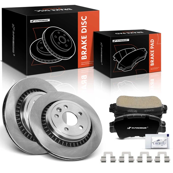 2010-2017 Volvo XC60 Disc Brake Rotors and Ceramic Pads Kit, 6 Pcs, Rear Driver & Passenger, A-Premium, APBRPR1449