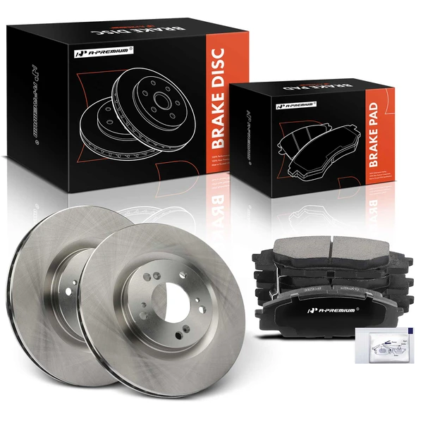 2000-2009 Honda S2000 Disc Brake Rotors and Ceramic Pads Kit, 6 Pcs, Front Driver & Passenger, A-Premium, APBRPR1451
