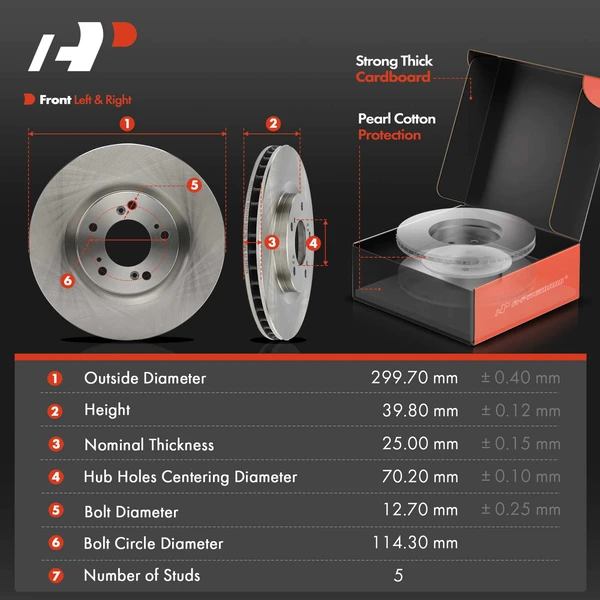 Disc Brake Rotors and Ceramic Pads Kit, 6 Pcs, Front Driver & Passenger, A-Premium, APBRPR1451