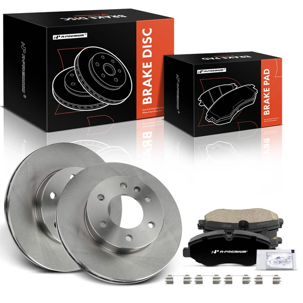 2007-2014 2016 Freightliner Sprinter 2500 Disc Brake Rotors and Ceramic Pads Kit, 6 Pcs, Front Driver & Passenger, A-Premium, APBRPR1709