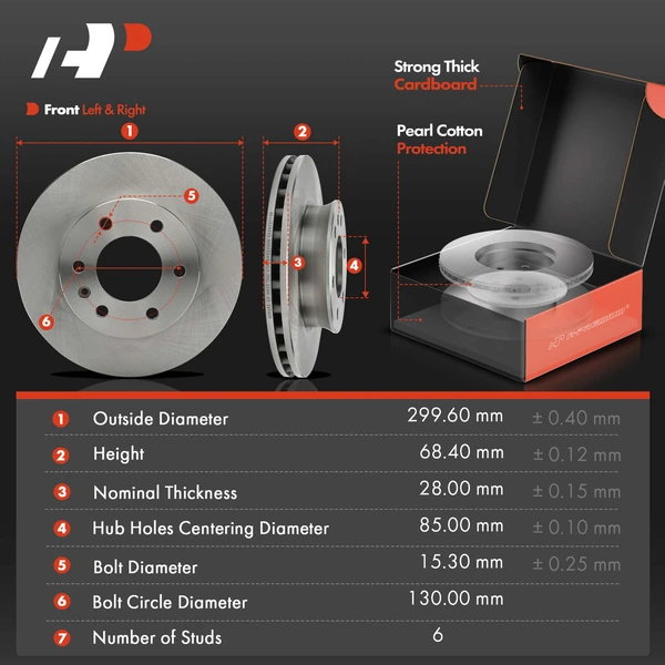 Disc Brake Rotors and Ceramic Pads Kit, 6 Pcs, Front Driver & Passenger, A-Premium, APBRPR1709