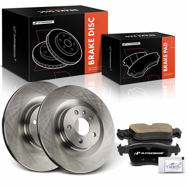 2018-2019 Volvo XC60 Disc Brake Rotors and Ceramic Pads Kit, 6 Pcs, Rear Driver & Passenger, A-Premium, APBRPR1454